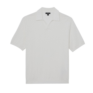 REISS Sol Textured-Knit Open-Collar Polo Shirt
